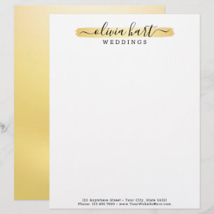 Gold Minimalist Paint Swash Custom Logo Stylist Letterhead