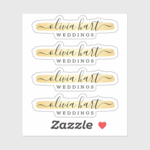 Gold Minimalist Paint Swash Logo Custom Chic Decal