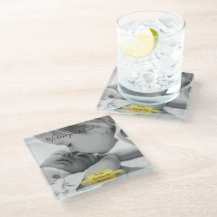 Gold Minimalist Photo Mother's Day Glass Coaster