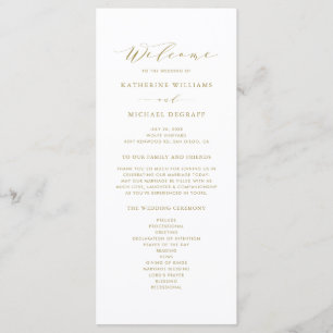 Gold Minimalist Script Order of Ceremony Wedding Programme