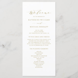 Gold Minimalist Script Order of Ceremony Wedding Programme
