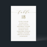 Gold Minimalist Script Seating Plan Table Number<br><div class="desc">Customisable table number seating plan. It features a black whimsical script and classic typography. Personalise by adding your own details. This gold minimalist table seating plan is perfect for any weddings,  baby showers,  bridal showers,  birthdays,  and so much more.</div>