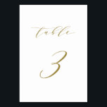 Gold Minimalist Script Wedding Table 3 Table Number<br><div class="desc">Table 3. Complete your tablescape with this elegant and simple table numbers card. It features gold minimalist script with white background. This script table number is perfect for weddings,  graduation,  baby showers,  bridal showers and other events. Other number and colour are available.</div>