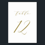 Gold Minimalist Script Wedding Table Number 12<br><div class="desc">Table 12. Elegant table numbers card featuring gold minimalist script. This gold and white table number is perfect for weddings,  graduation,  baby showers,  bridal showers and other events. Other number and colour are available.</div>