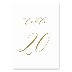 Gold Minimalist Script Wedding Table Number 20