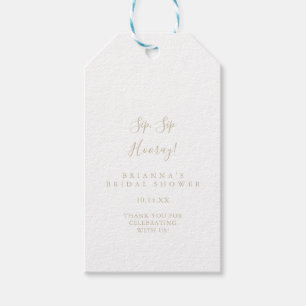 Gold Minimalist Sip Sip Hooray Bridal Shower  Gift Tags