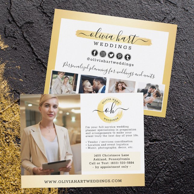 Gold Minimalist Stylist Business Marketing Photo Postcard (Creator Uploaded)