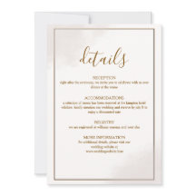 Gold Minimalist Wedding Details Card