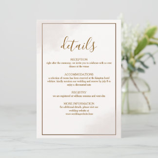 Gold Minimalist Wedding Details Card