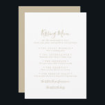 Gold Minimalist Wedding Kissing Menu Game Card<br><div class="desc">This gold minimalist wedding kissing menu game card is perfect for a modern wedding reception. The simple and elegant design features classic and fancy script typography in gold.</div>