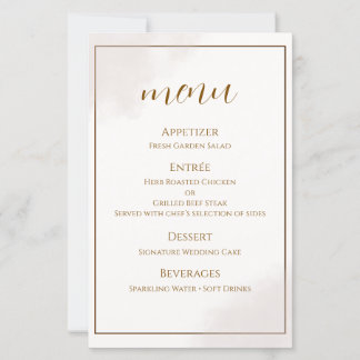 Gold Minimalist Wedding Menu Card