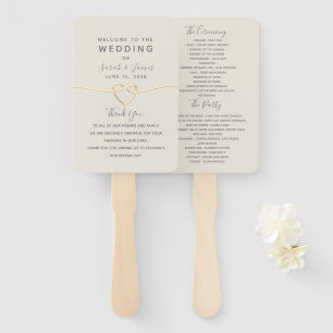Gold Minimalist Wedding Program Hand Fan