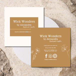 Gold Minimalistic Candle Making Square Business Card