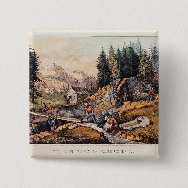 Gold Mining in California 15 Cm Square Badge (Front)