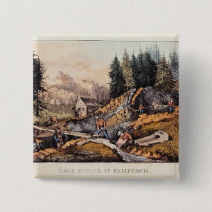Gold Mining in California 15 Cm Square Badge