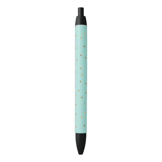 Gold Mint Confetti Black Ink Pen (Front Vertical)