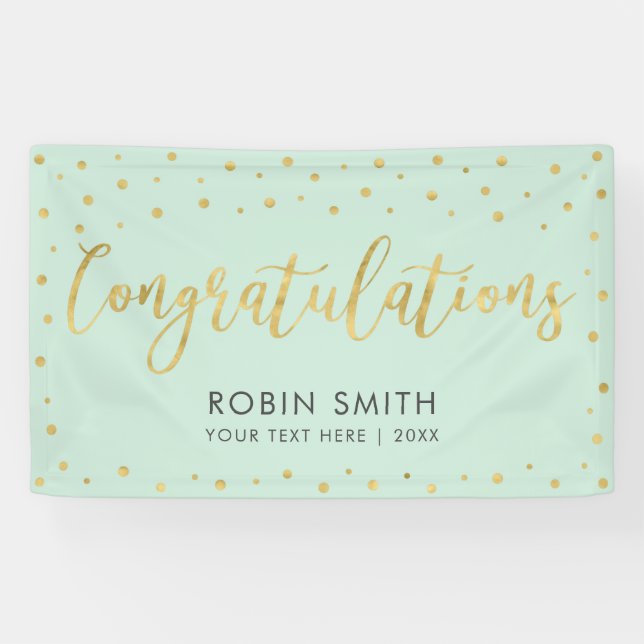 Gold & Mint | Congratulations Graduation Party Banner (Horizontal)