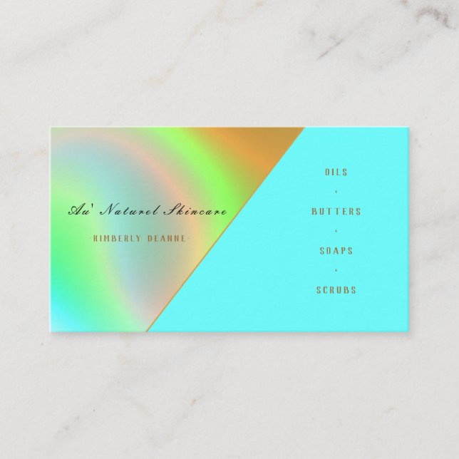 Gold Mint Holographic Business Card (Front)
