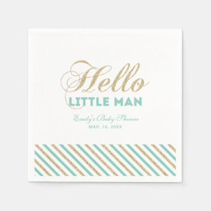Gold & Mint   Modern Boy Baby Shower Paper Napkin