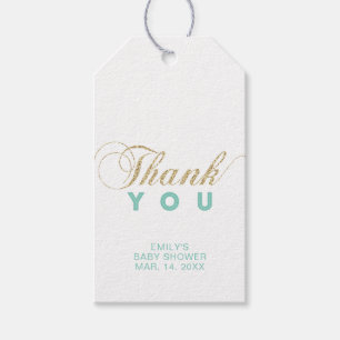 Gold & Mint Modern Party Favour Thank You Tags
