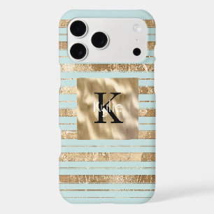 Gold Mint Stripes Monogram Name