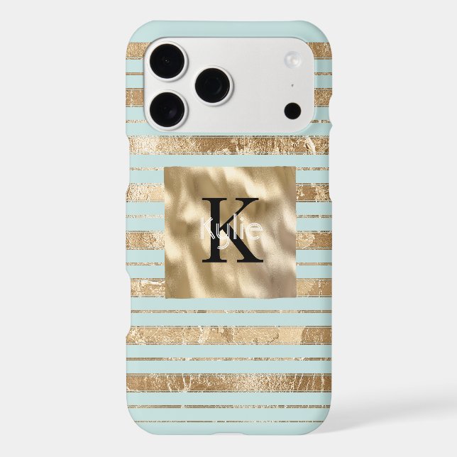 Gold Mint Stripes Monogram Name (Back)