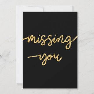 Gold 'Missing You' Handwritten Text Invitation