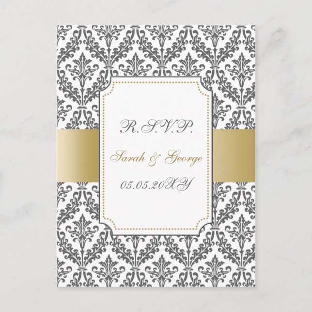 gold mod wedding rsvp cards (Front)