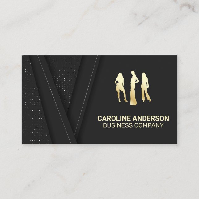 Gold Models | Black Luxury Background Business Card (Front)