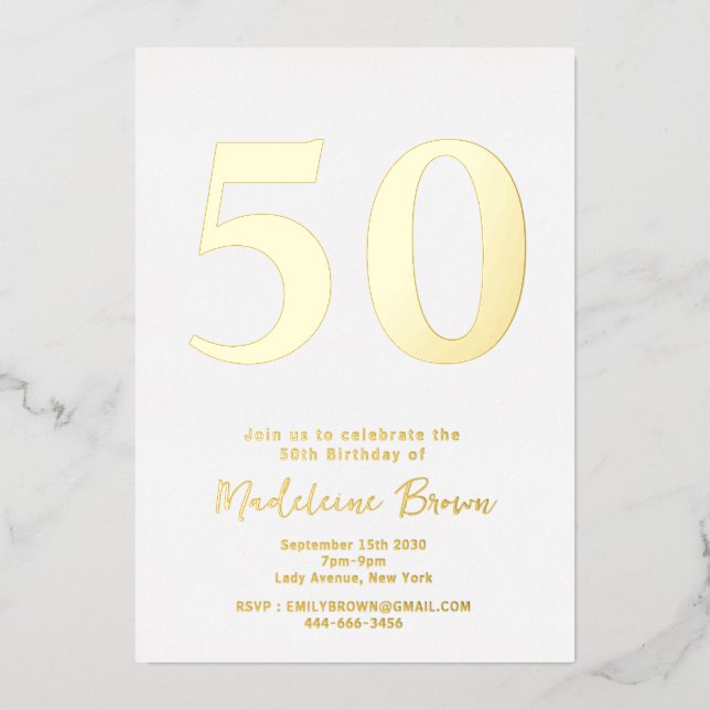 Gold Modern 50th Birthday  (Front)