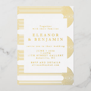 Gold Modern Abstract Lines Elegant Wedding 
