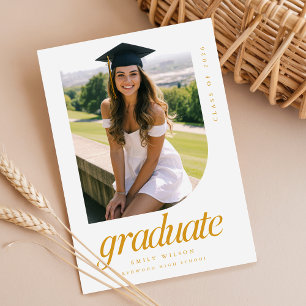 Gold Modern Arch Photo Graduation Party Invitation