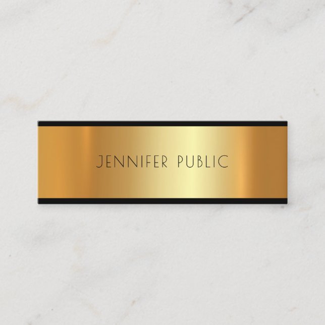 Gold Modern Attractive Trending Glamour Plain Mini Business Card (Front)