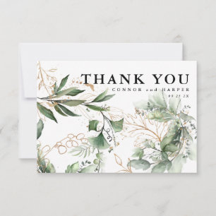 Gold Modern Big Eucalyptus Bold Greenery Non Photo Thank You Card
