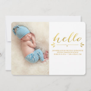 GOLD MODERN BIRTH ANNOUNCEMENT PHOTOCARD