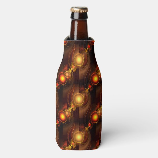 Gold Modern Boho Elegant Abstract Art Pattern #501 Bottle Cooler (Bottle Front)