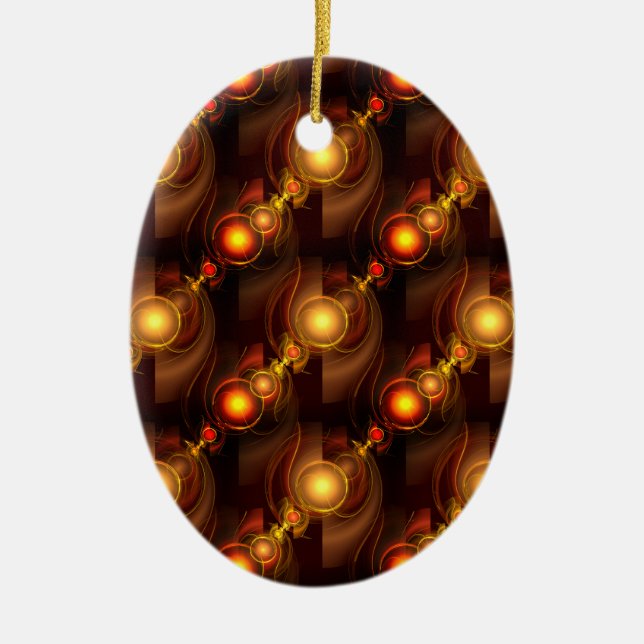 Gold Modern Boho Elegant Abstract Art Pattern #501 Ceramic Tree Decoration (Front)