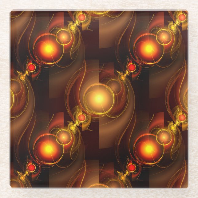 Gold Modern Boho Elegant Abstract Art Pattern #501 Glass Coaster (Front)
