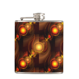 Gold Modern Boho Elegant Abstract Art Pattern #501 Hip Flask