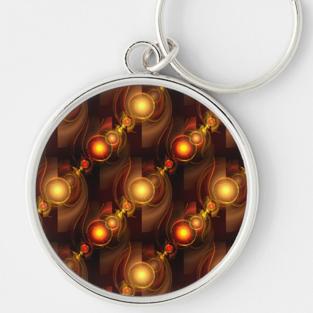Gold Modern Boho Elegant Abstract Art Pattern #501 Key Ring (Front)