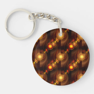 Gold Modern Boho Elegant Abstract Art Pattern #501 Key Ring