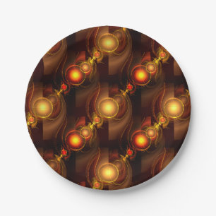 Gold Modern Boho Elegant Abstract Art Pattern #501 Paper Plate
