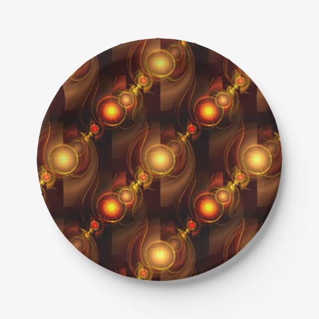 Gold Modern Boho Elegant Abstract Art Pattern #501 Paper Plate (Front)