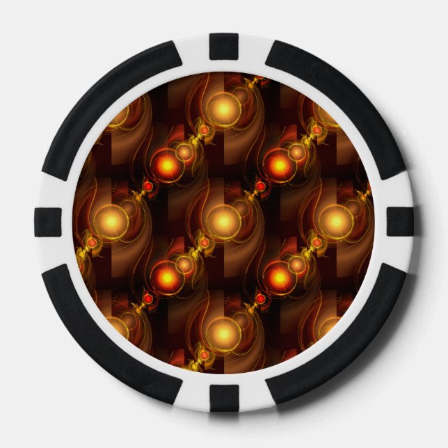 Gold Modern Boho Elegant Abstract Art Pattern #501 Poker Chips (Front)