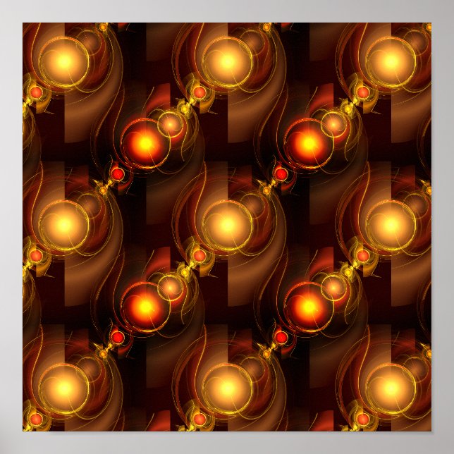 Gold Modern Boho Elegant Abstract Art Pattern #501 Poster (Front)