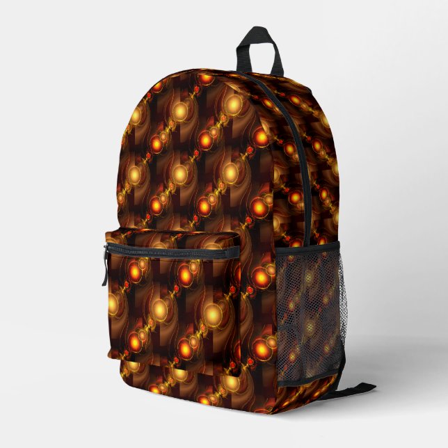 Gold Modern Boho Elegant Abstract Art Pattern #501 Printed Backpack (Back Corner Right)