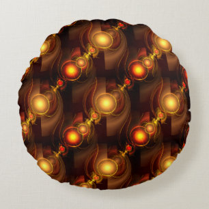Gold Modern Boho Elegant Abstract Art Pattern #501 Round Cushion