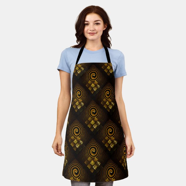 Gold Modern Boho Elegant Abstract Art Pattern #502 Apron (Worn)