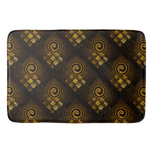 Gold Modern Boho Elegant Abstract Art Pattern #502 Bath Mat