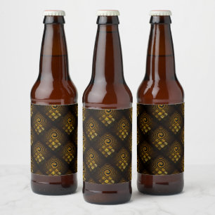 Gold Modern Boho Elegant Abstract Art Pattern #502 Beer Bottle Label
